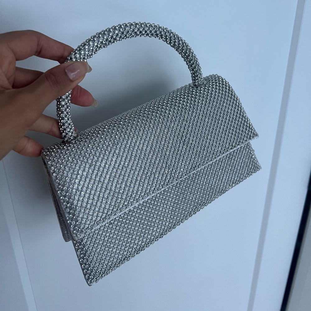 Ever New Rhinestone Sparkle Bag in Silver